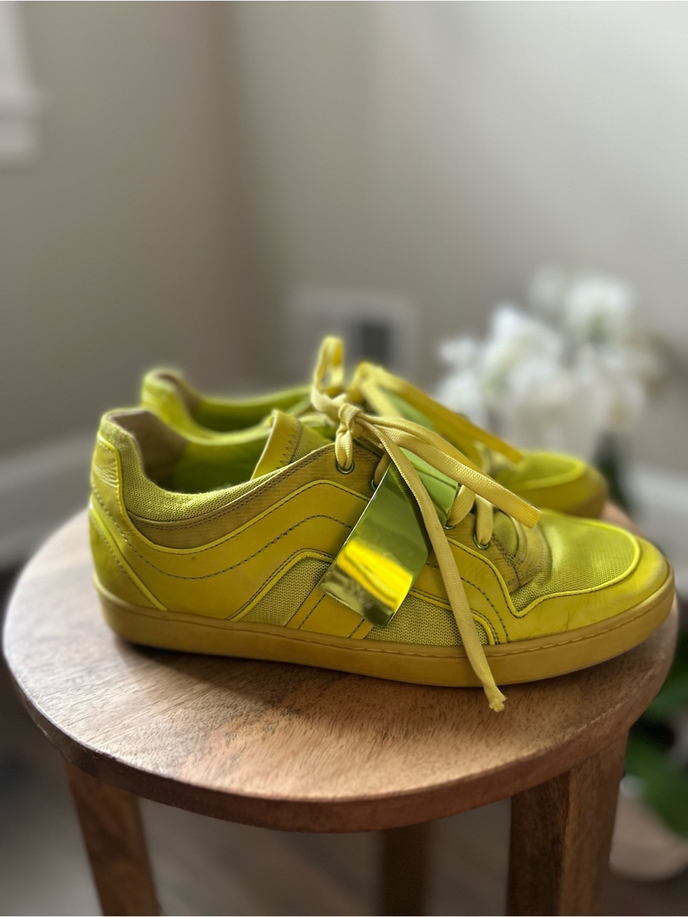 Dior Kids Yellow Lace-Up Sneakers